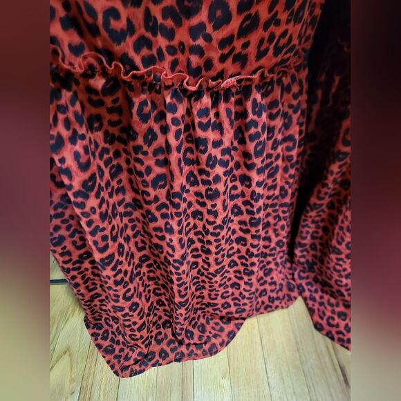 Red & Black Leporad Print Plus Size Jumpsuit Open Low Back Sz 2X - Picture 6 of 9